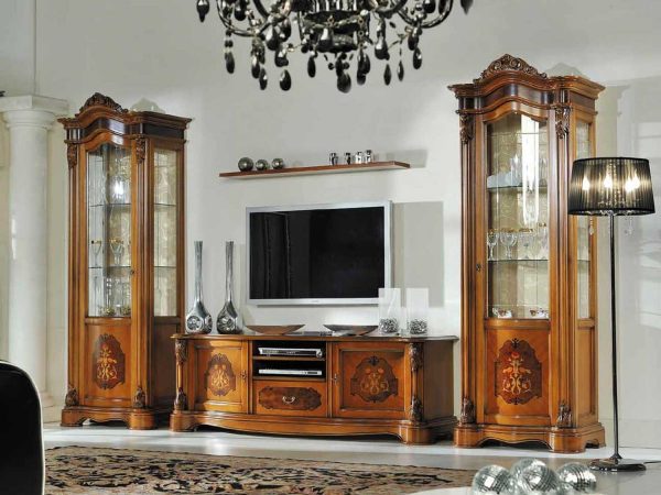 Bufet TV Jati Natural Classic Luxury Marquetry Style ARF-0009