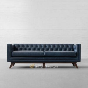 Kursi Sofa Cesterfield Luxury Retro Leather Blue