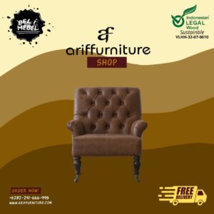 Sofa Tamu Clasic Armchair 3D Model Bahan Kulit Oscar